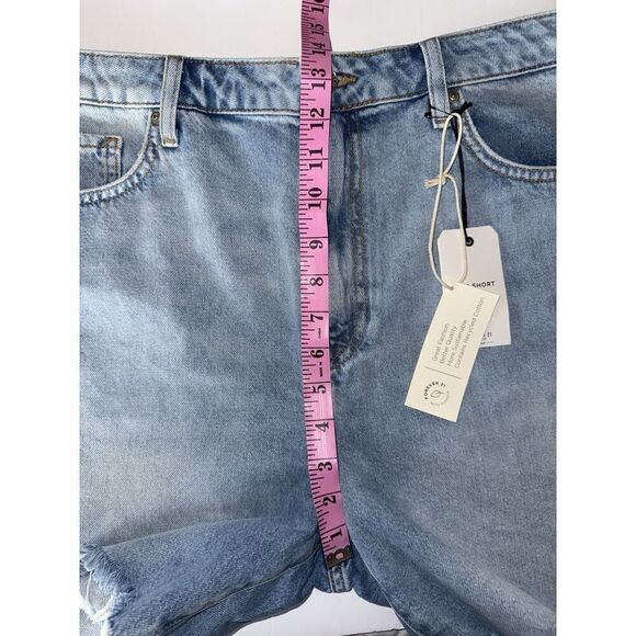 Forever 21 90s Jean Shorts Relaxed Fray Rigid Light Denim 6" Inseam Hi Rise 32 - Picture 11 of 16